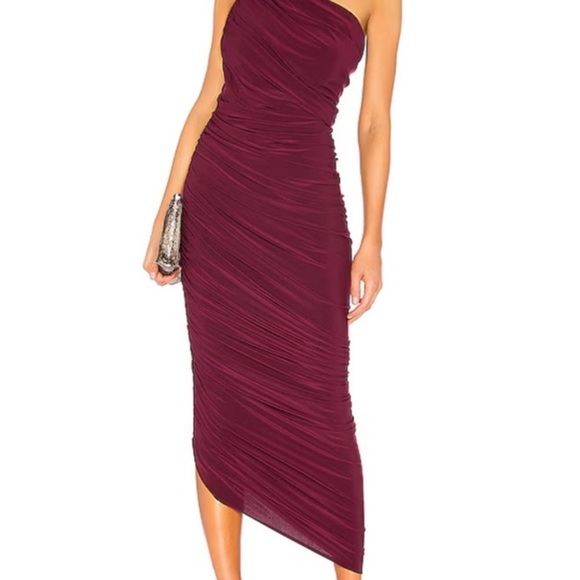 Norma Kamali One-Shoulder Burgundy Dress - Picture 1 of 5